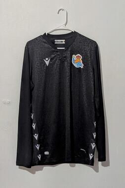 Real Sociedad Soccer Jersey L Men 2021/22 GK Authentic Macron Kit Black Pattern